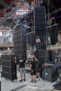 The stage-left V-DOSCs being assembled