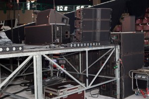 A view of the sound system on stage-left