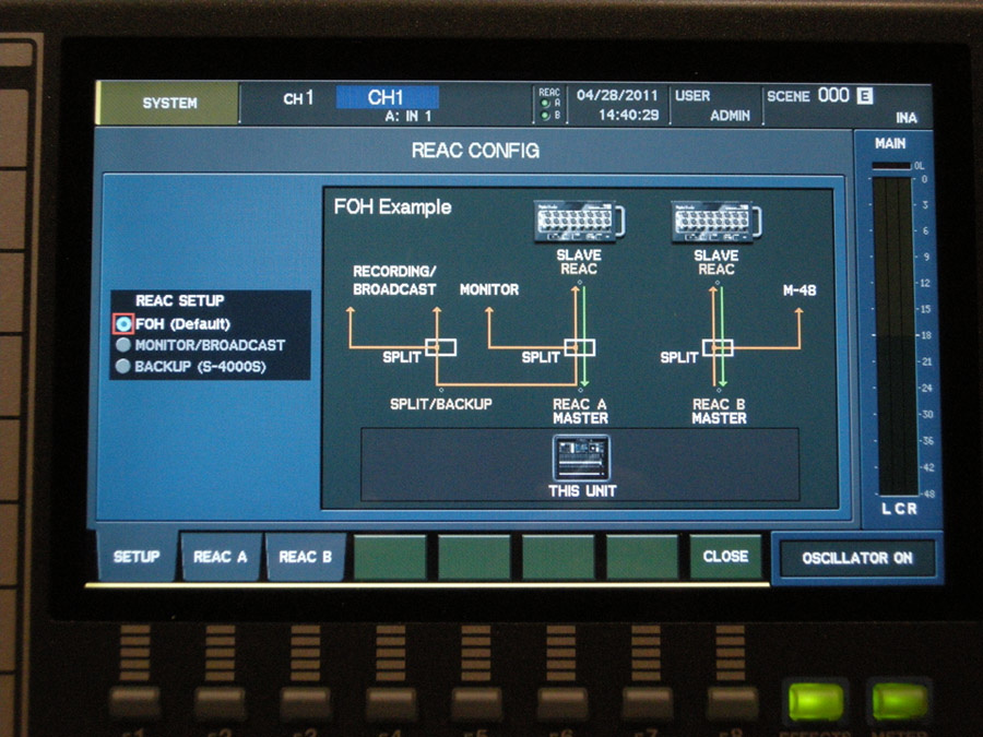 A REAC network is configured remotely via the M-480 console.