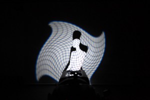 A grid gobo, projected and focussed on the mannequin.