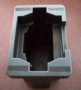 Fitted thermoformed polyfoam road case insert with each fixture.