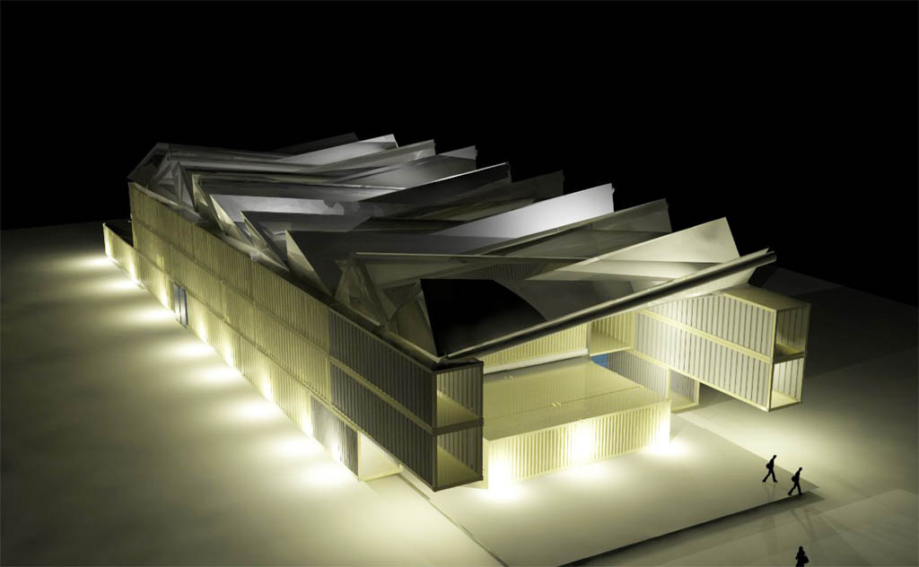 projet de salle de spectacle composée de containers
